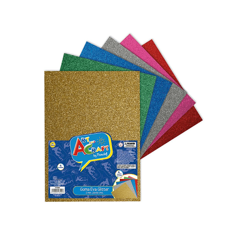 GOMA EVA GLITTER 20X30 CM. 2MM. 6 COL. ART & CRAF