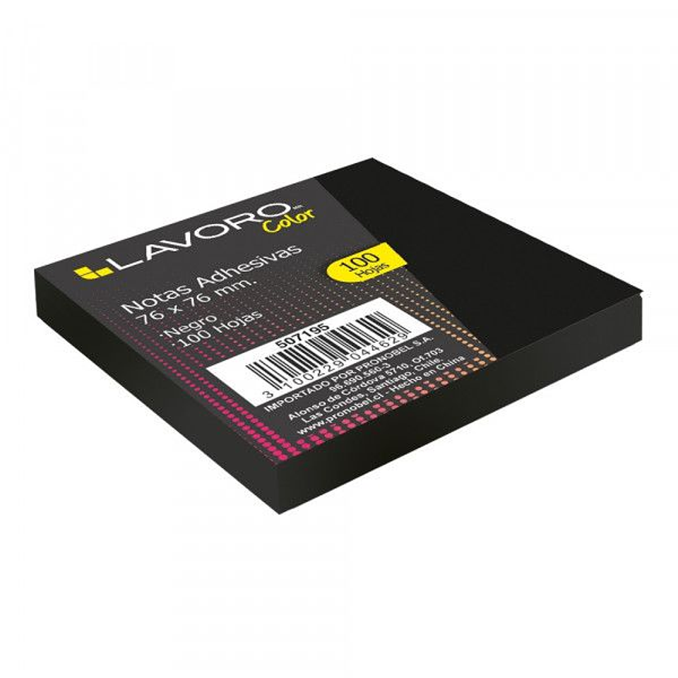 NOTA ADH. 654 76X76 MM. 1 UN. 100 HJS. NEGRA LAVORO 1