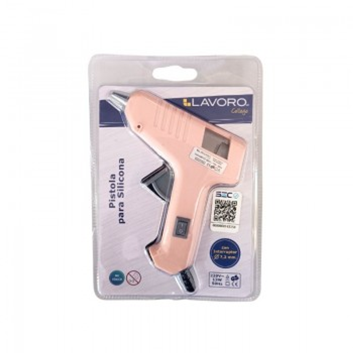 PISTOLA P/SILICONA 10W C/ INTERRUPTOR LAVORO COLORES PASTEL 1