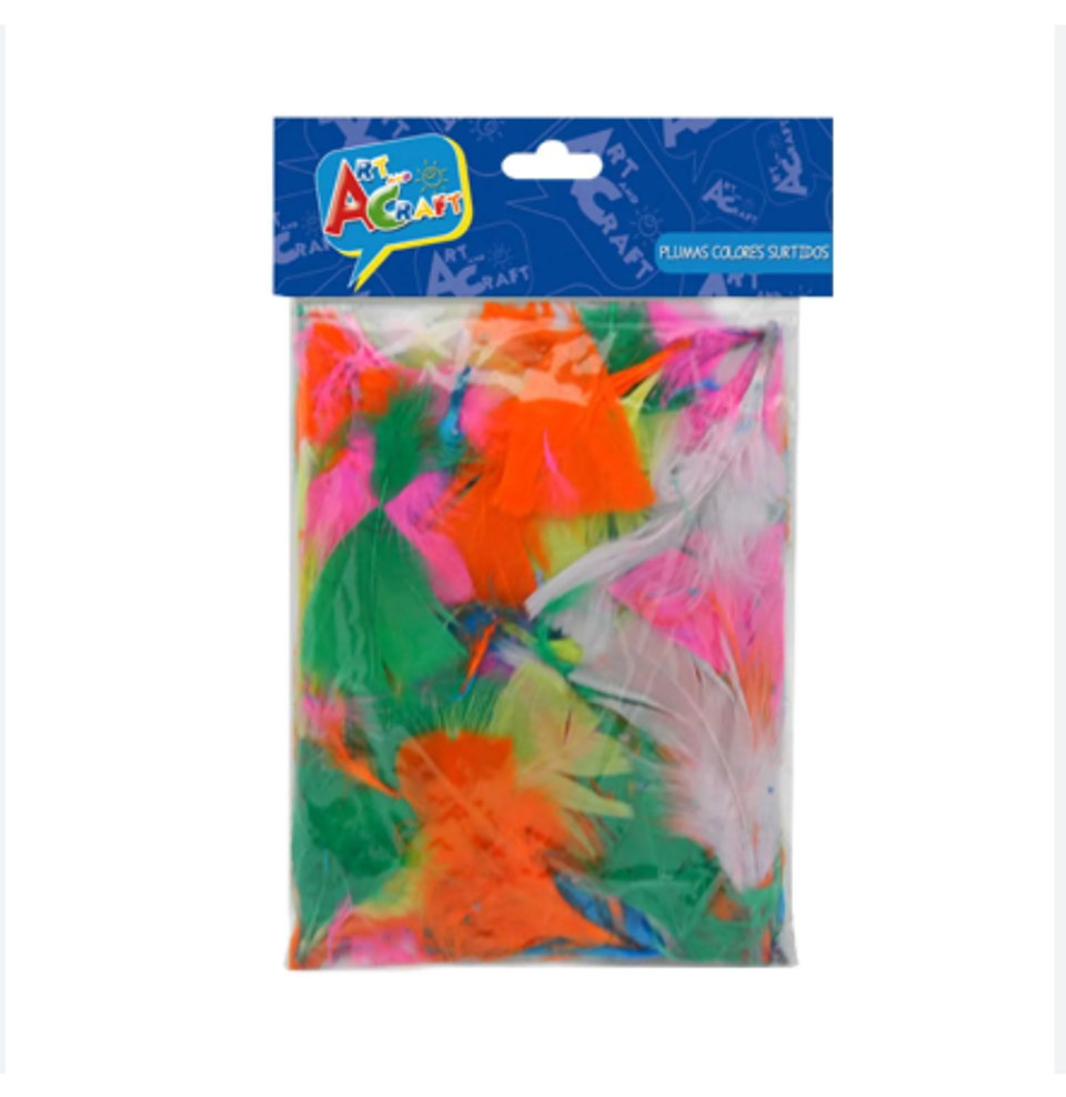 PLUMAS COLORES SURTIDOS 14 GRS APROX 1
