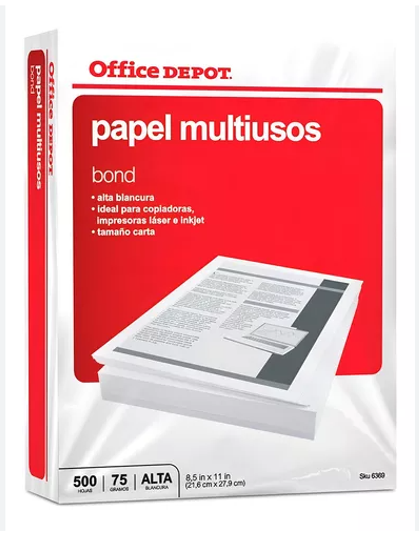 PAPEL FOTOC. CARTA 75 GR OFFICE DEPOT 500 HJ 1