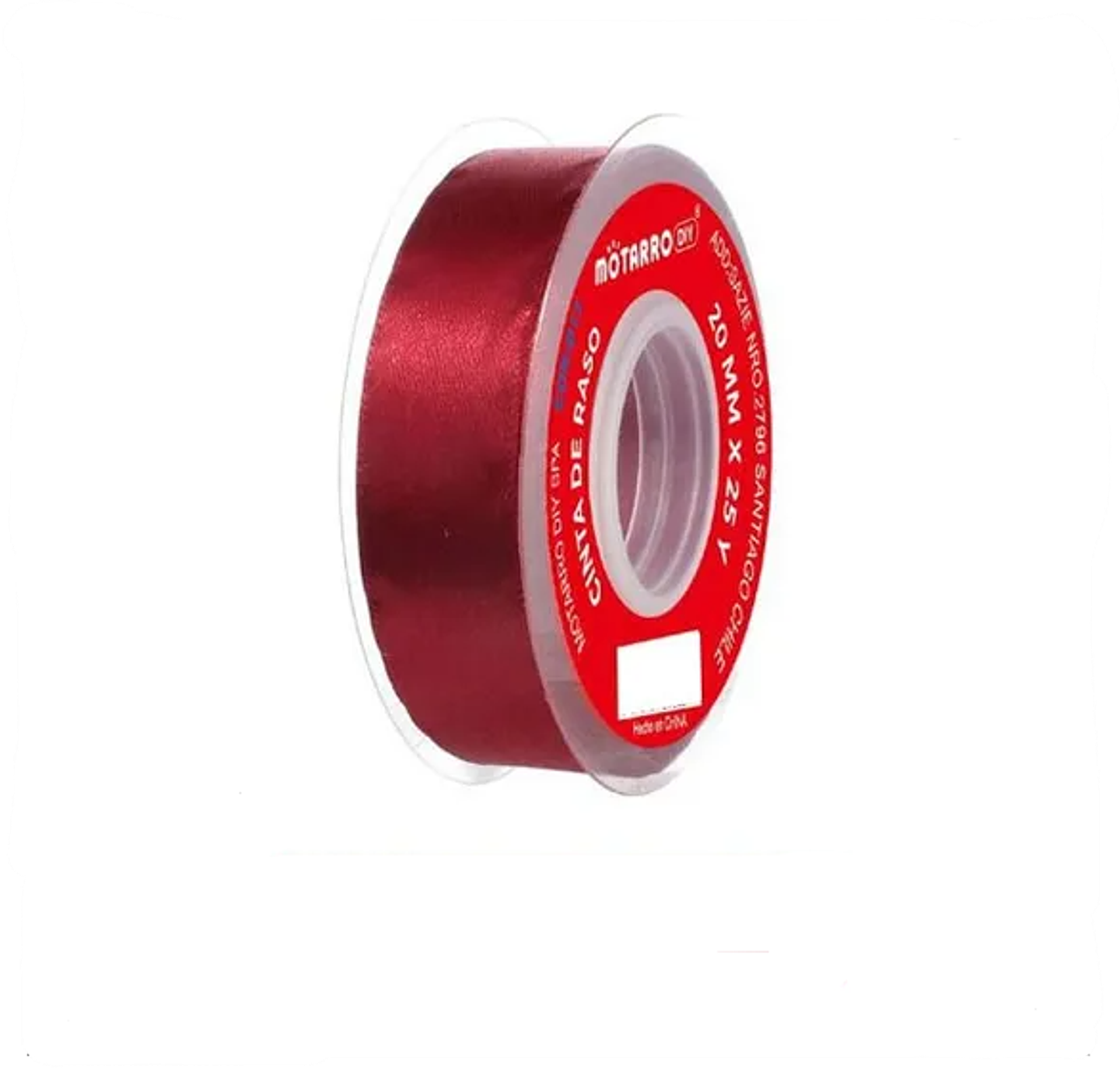 Cinta raso 15mm x 25mts rojo oscuro Motarro 1
