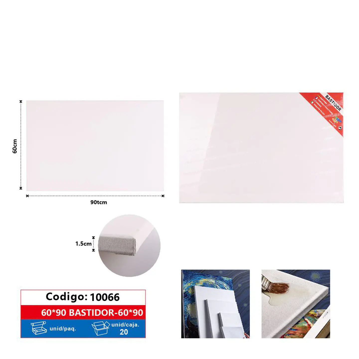 Bastidor Lienzo Pintura 60x90x1,5cm 1