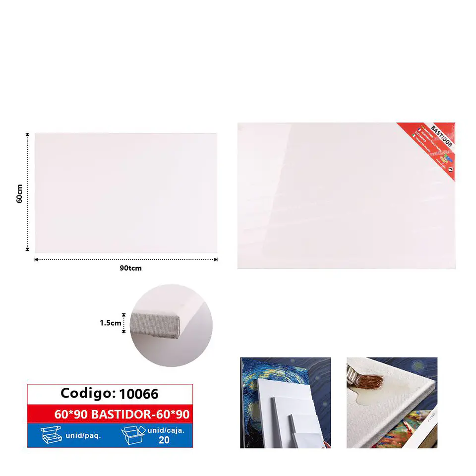 Bastidor Lienzo Pintura 60x90x1,5cm 1