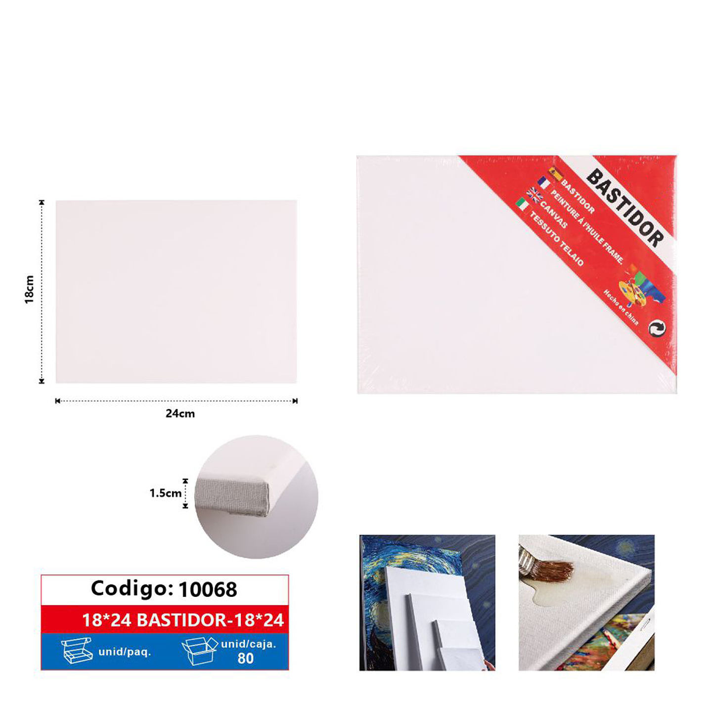 Bastidor Lienzo Pintura 18x24x1,5cm 1