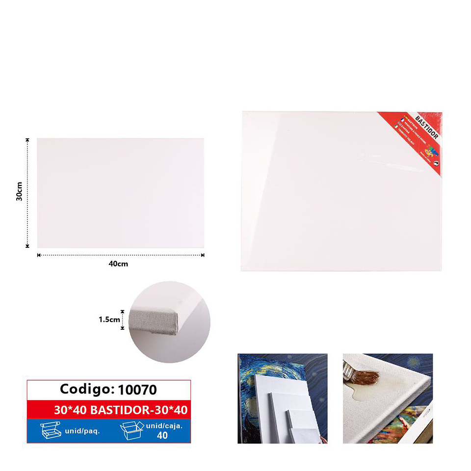 Bastidor Lienzo Pintura 30x40x1,5cm 1