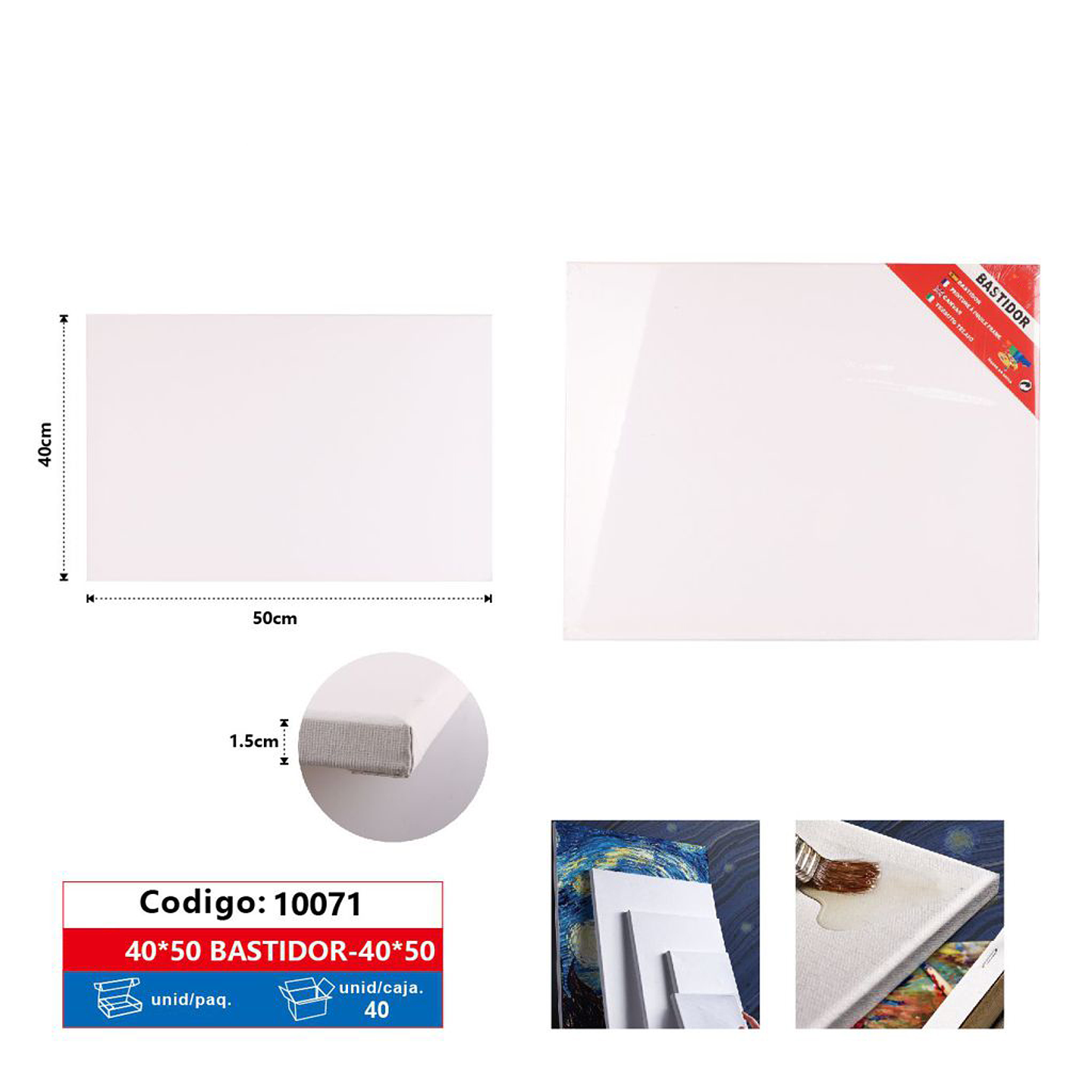 Bastidor Lienzo Pintura 40x50x1,5cm 1