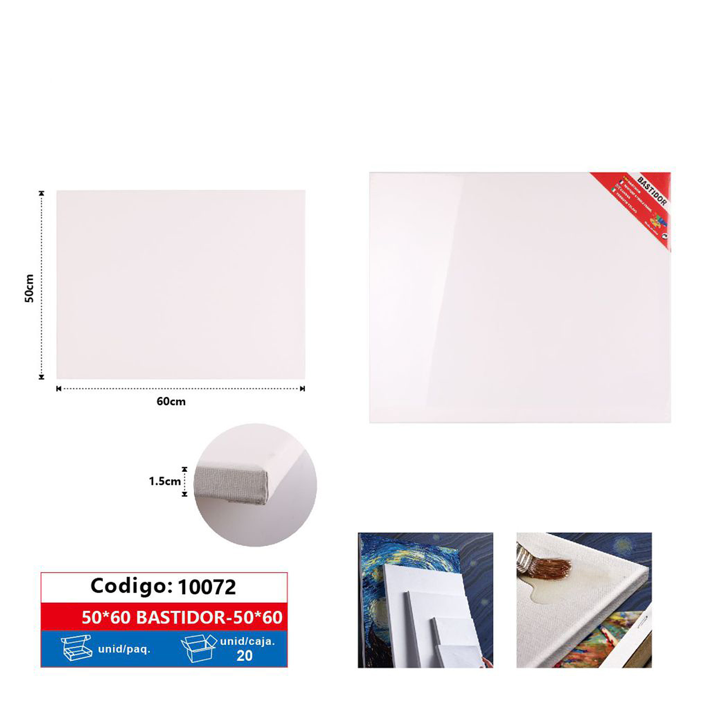 Bastidor Lienzo Pintura 50x60x1,5cm 1
