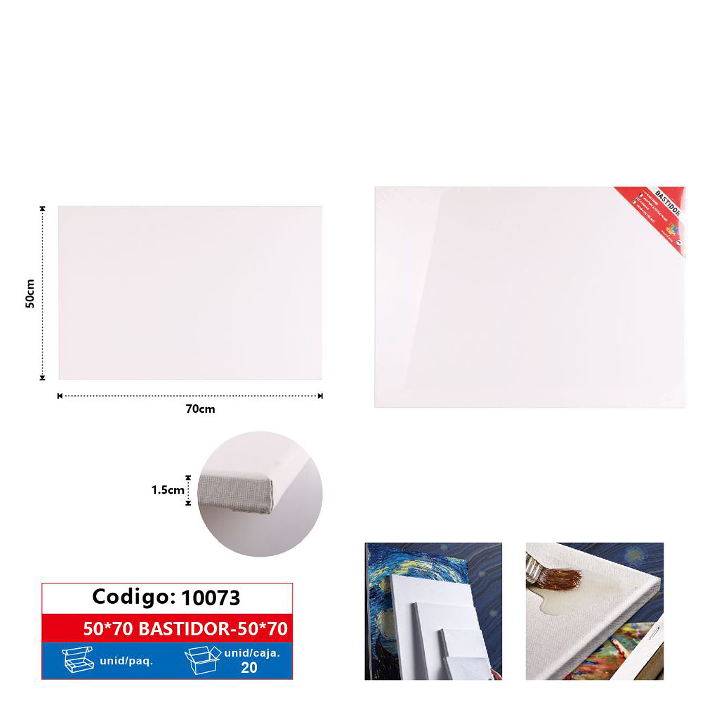 Bastidor Lienzo Pintura 50x70x1,5cm 1