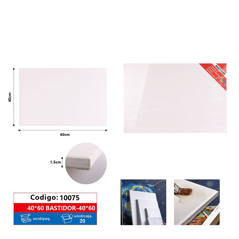 Bastidor Lienzo Pintura 40x60x1,5cm 1