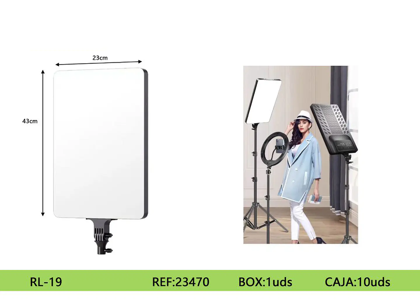 Panel Estudio Iluminación Luz de Relleno Led para Fotografía Videos RL-19 43x23cm con trípode 1