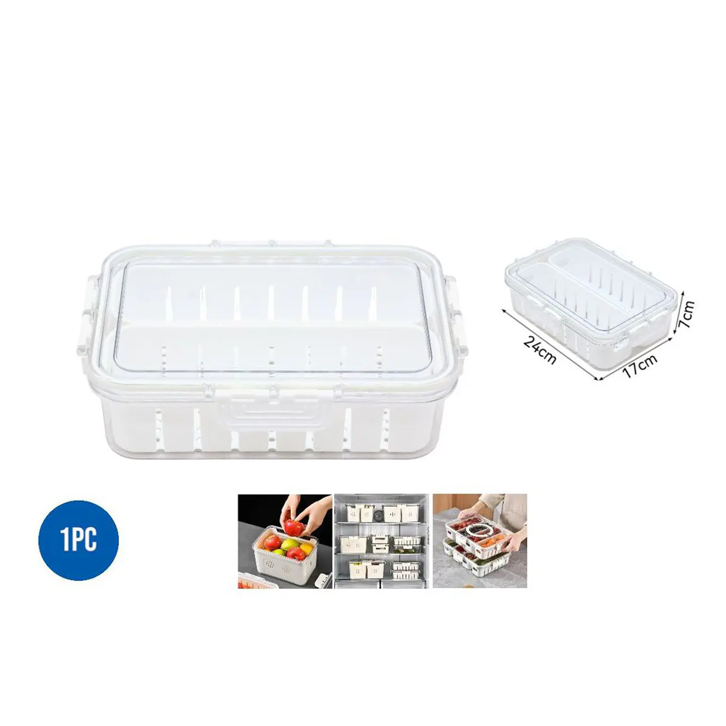 Caja Organizadora Refrigerador 2 Compartimientos 24x17x7cm 1