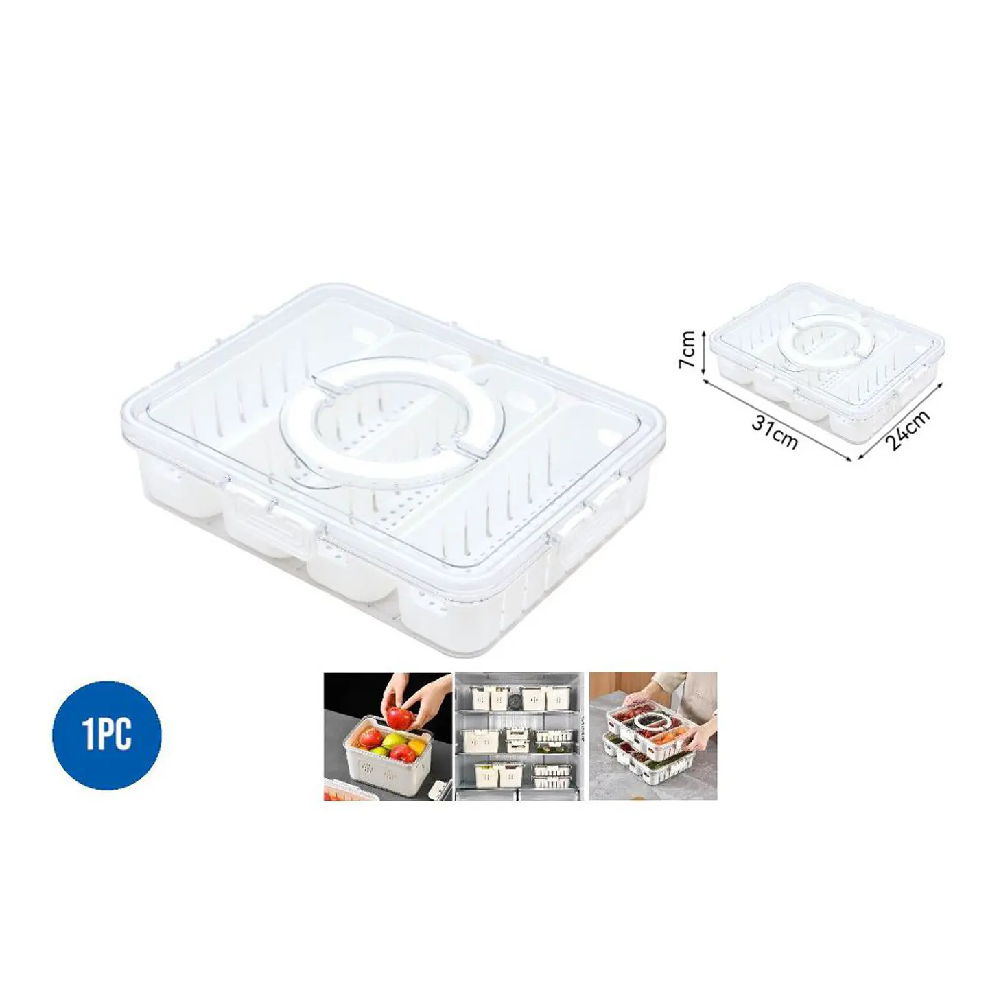 Caja Organizadora Refrigerador Compartimientos 31x24x7 1