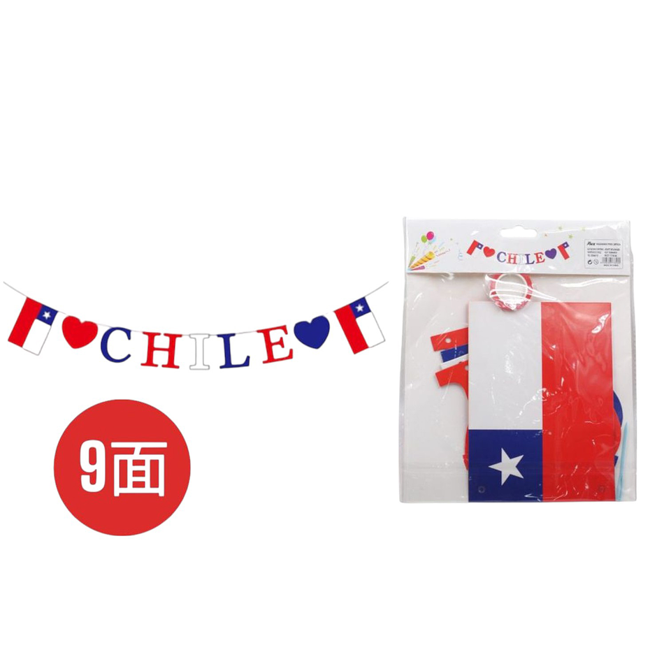 Banderines Chile + Corazón 9mts 1