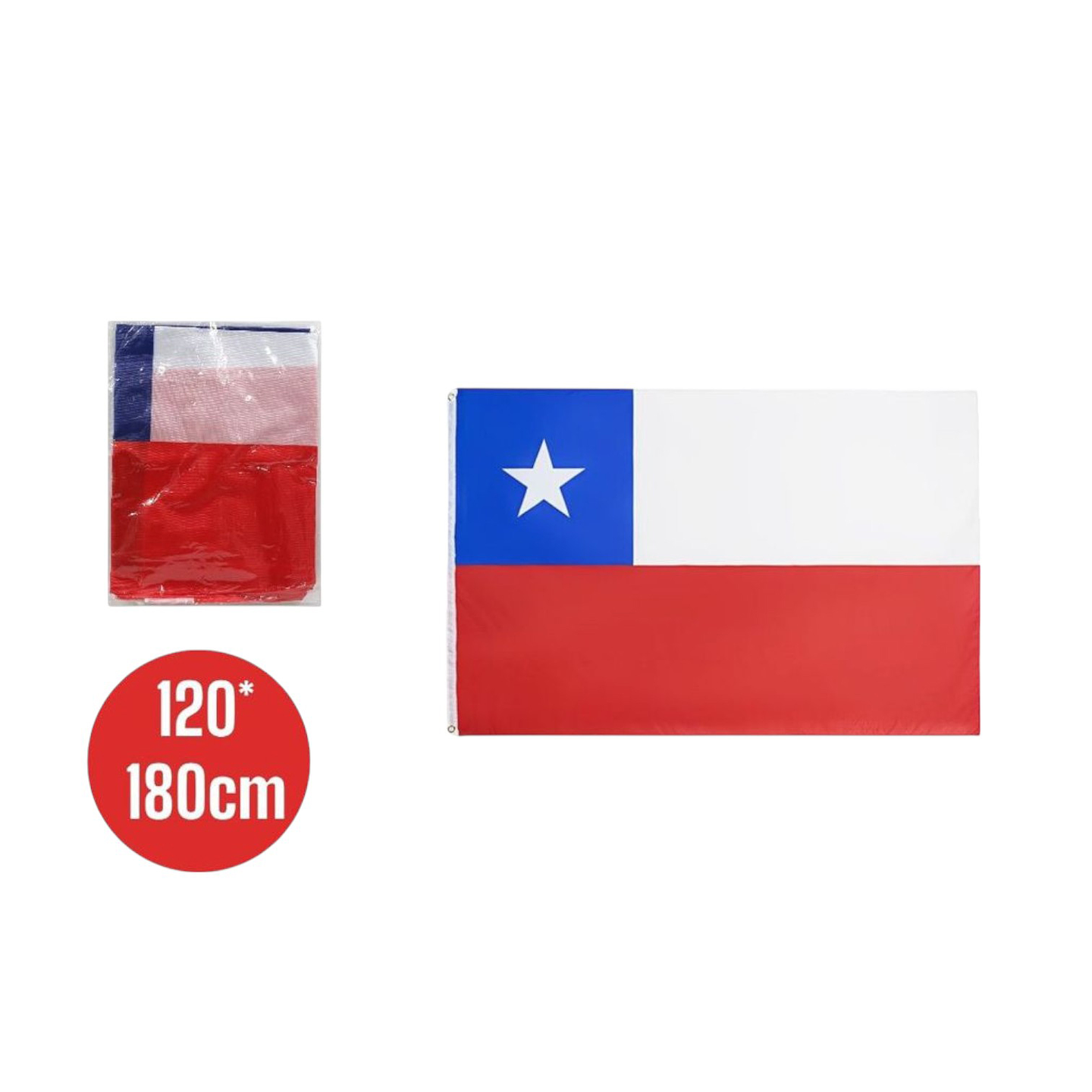 Bandera Chilena 120x180cm tela trevira estampada 1