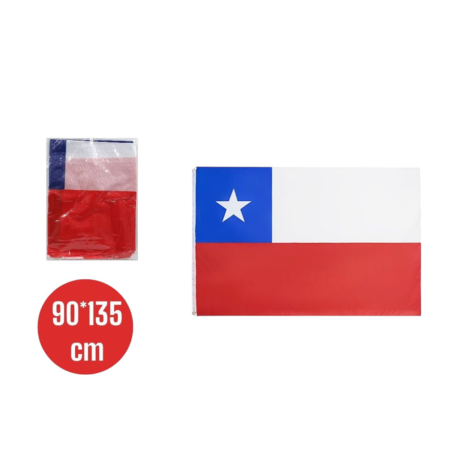 Bandera Chilena 90x150cm tela trevira estampada 1