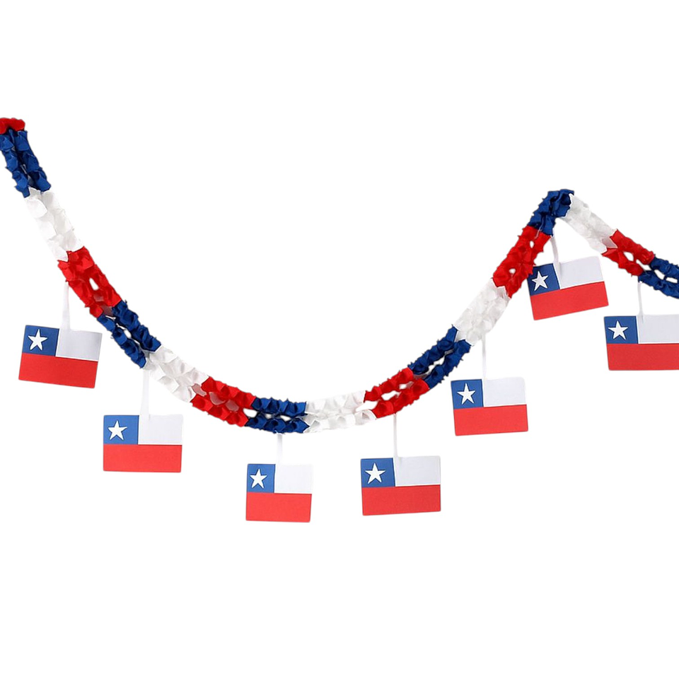 Guirnalda Dieciochera con Bandera Chilena 3mts 1