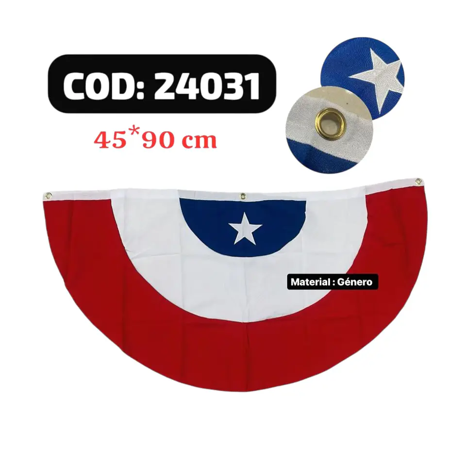 Escarapela Bancera Chilena Tricolor Tela Bistrech 45x90cm 1