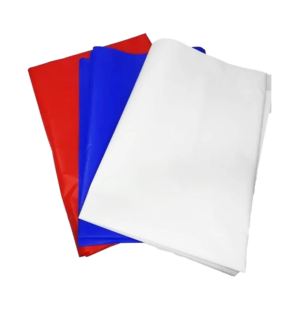 15 Pliegos Papel Volantín Seda Tricolor Blanco Azul y Rojo 55x77cm 22grs Art&Craft 1
