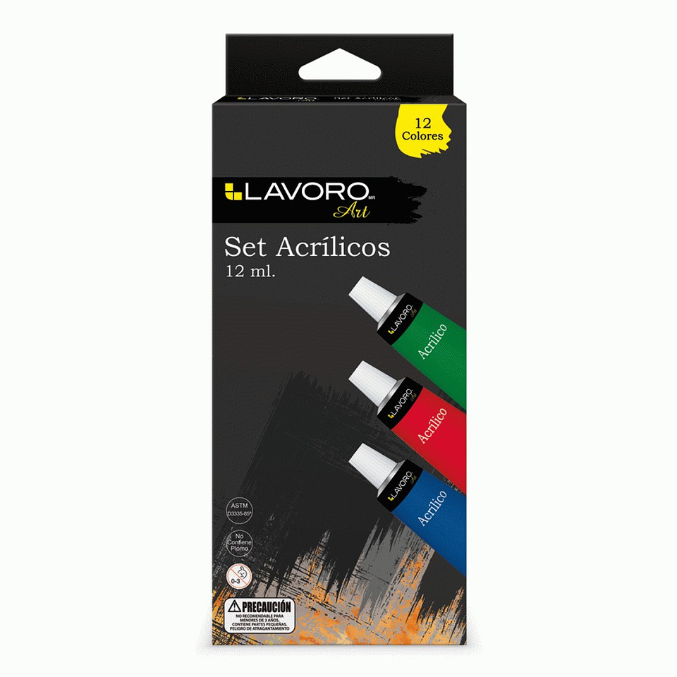 Pintura Acrilica 12ml 12 Colores Lavoro 1