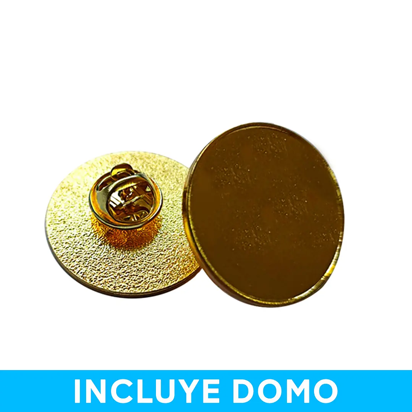 Pin Piocha Broche Redondo Dorado/Plateado 25mm con Domo Incluído 6