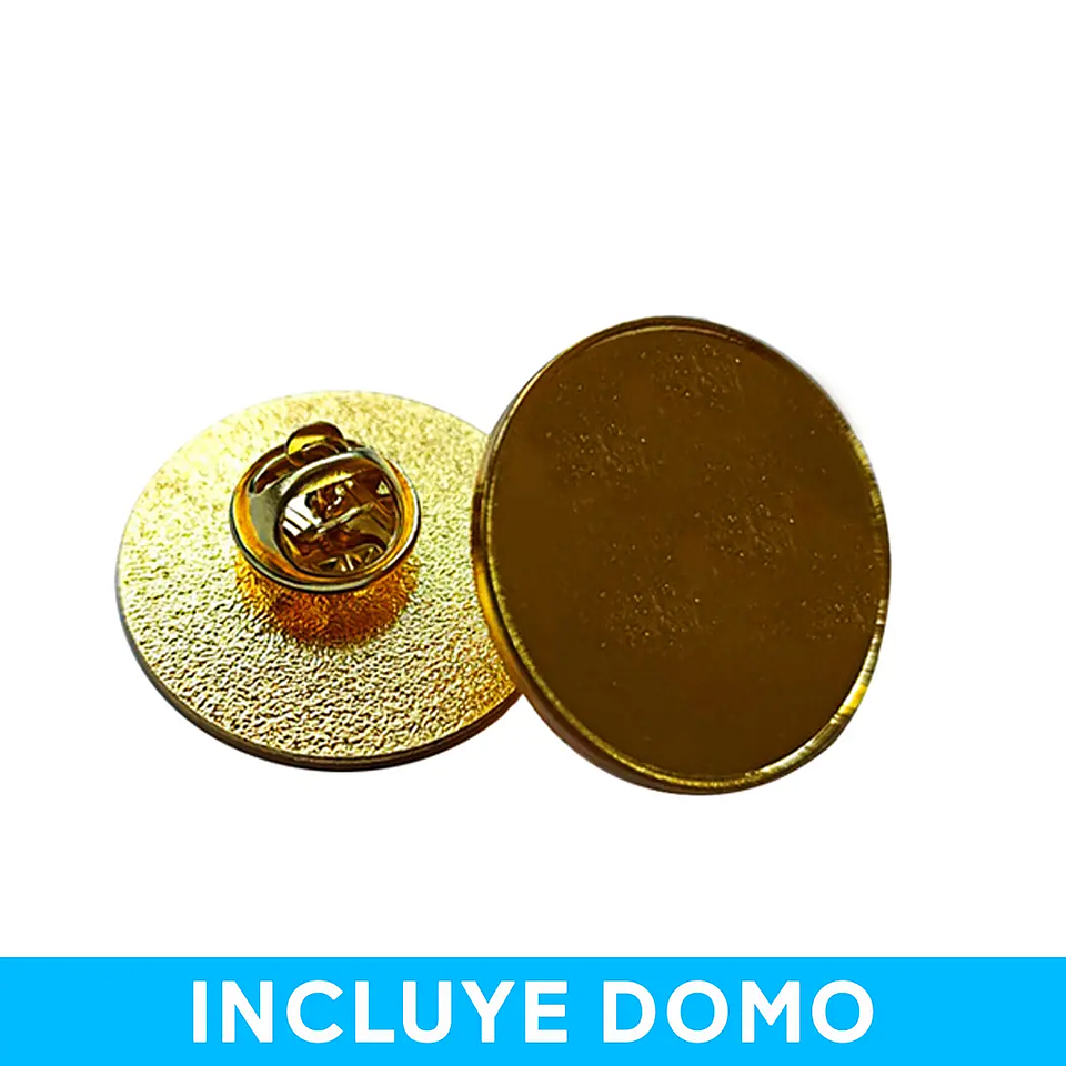 Pin Piocha Broche Redondo Dorado/Plateado 25mm con Domo Incluído 6