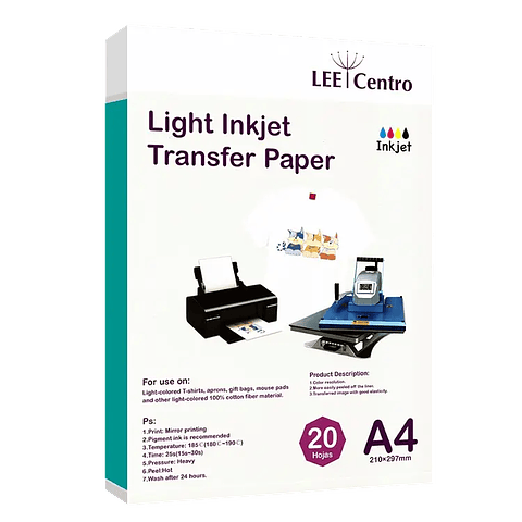 Papel Transfer Telas Claras Inkjet A4 20hjs Lee Centro