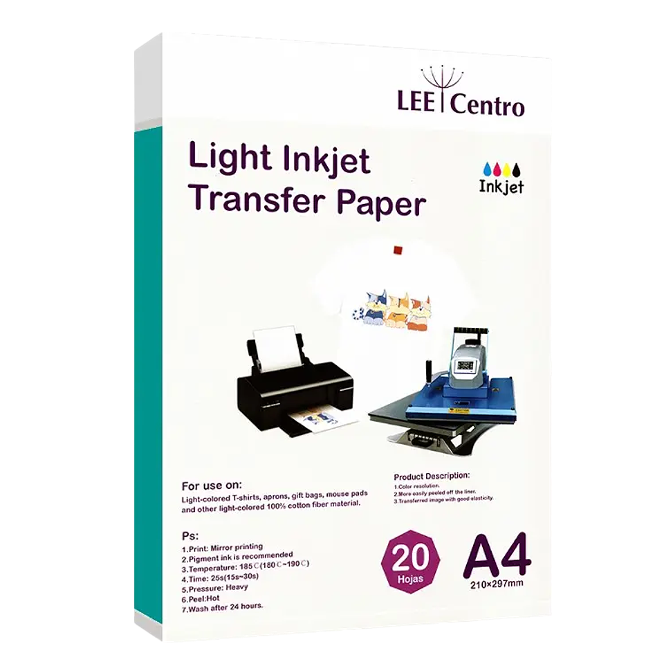 Papel Transfer Telas Claras Inkjet A4 20hjs Lee Centro 1