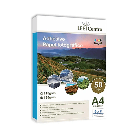 Papel Fotografico Adhesivo A4 135grs 50hjs