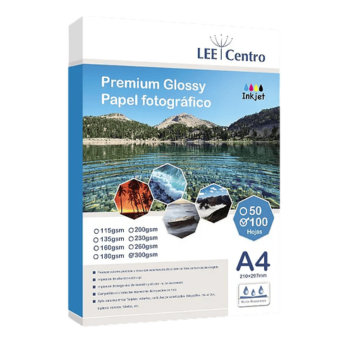 Papel Fotográfico Glossy Premium A4 300grs 100hjs