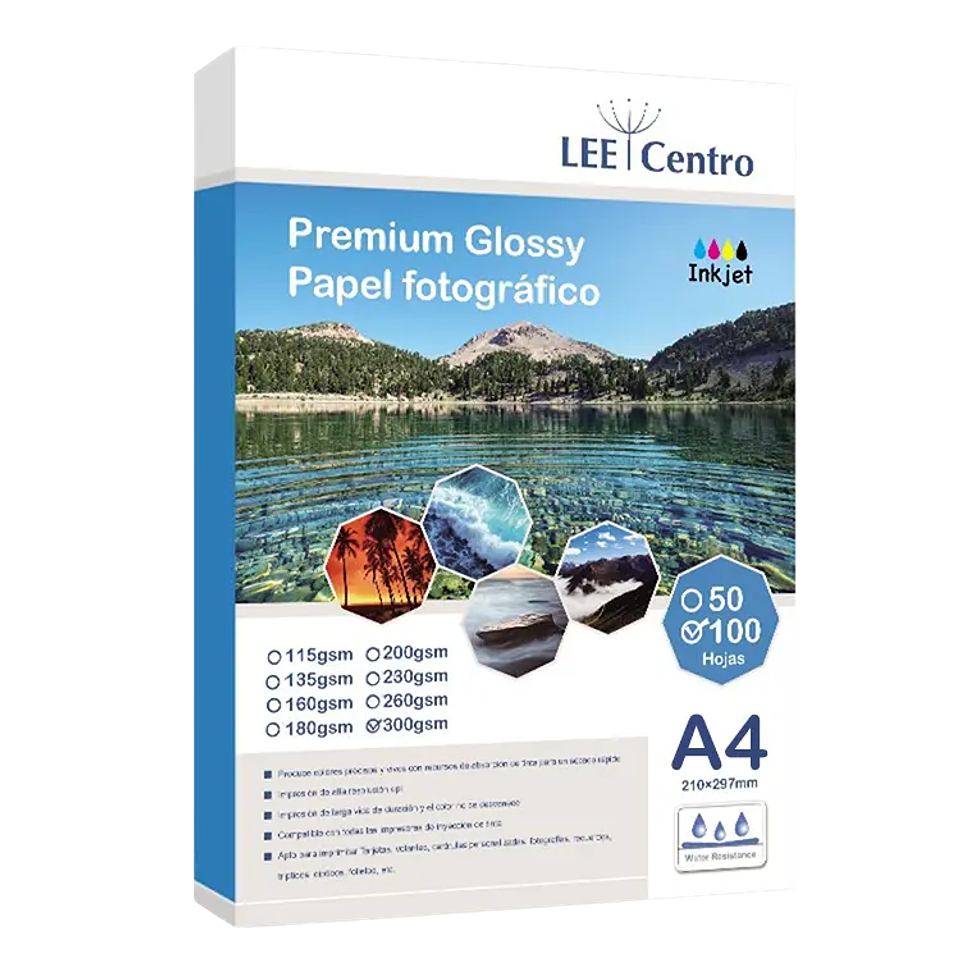 Papel Fotográfico Glossy Premium A4 300grs 100hjs 1
