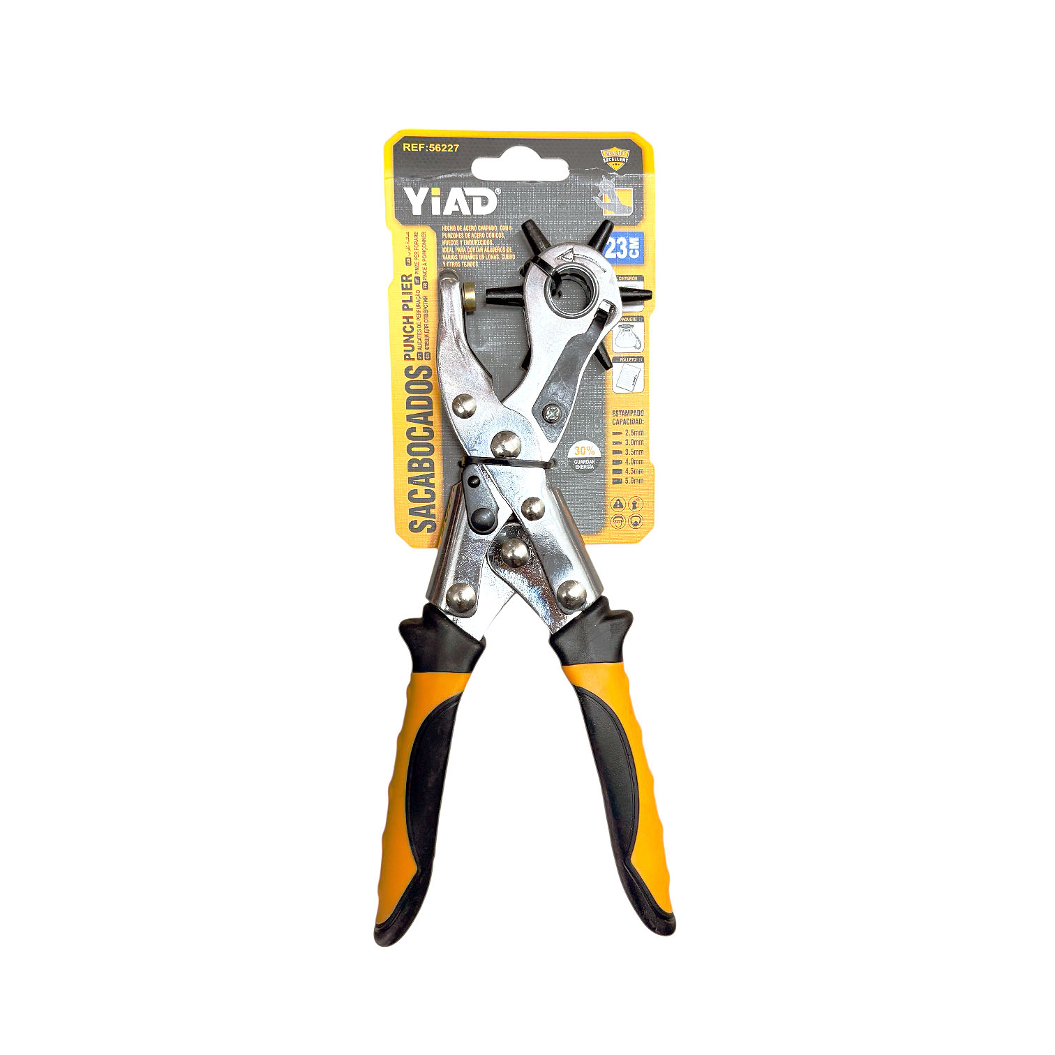 Sacabocados para remaches 6 medidas (2.5 a 5mm) Yiad | Pinza perforadora multifunción