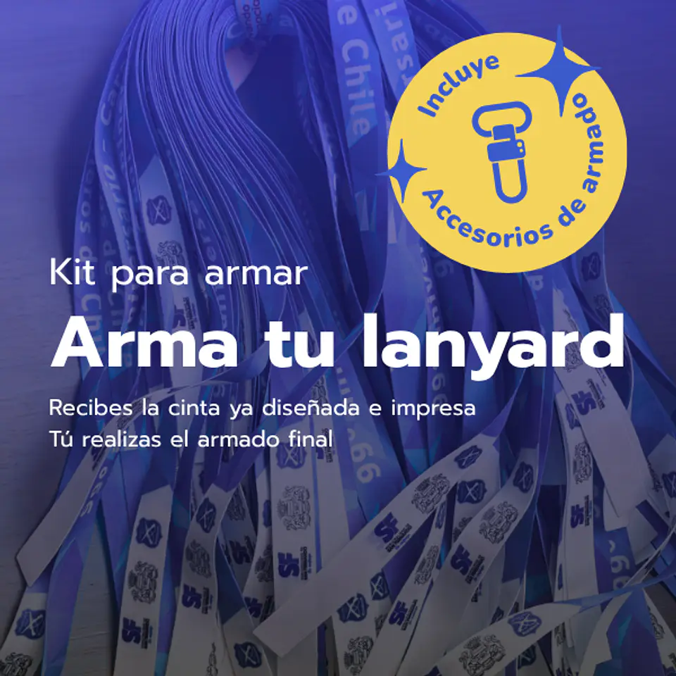 Kit Arma tus 100 Lanyards Personalizado | Cinta Impresa + Accesorios 1