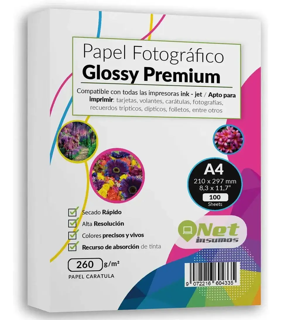 Papel Fotográfico Glossy Premium A4 260 Gr Pack 100 Hojas 1