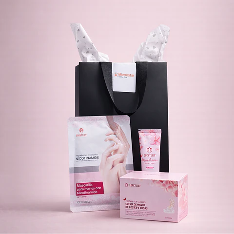 Kit cuidado de manos Día de la Madre — mascarilla + crema hidratante en bolsa regalo