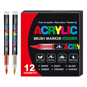 ACRYLIC BRUSH MARKER 12PCS