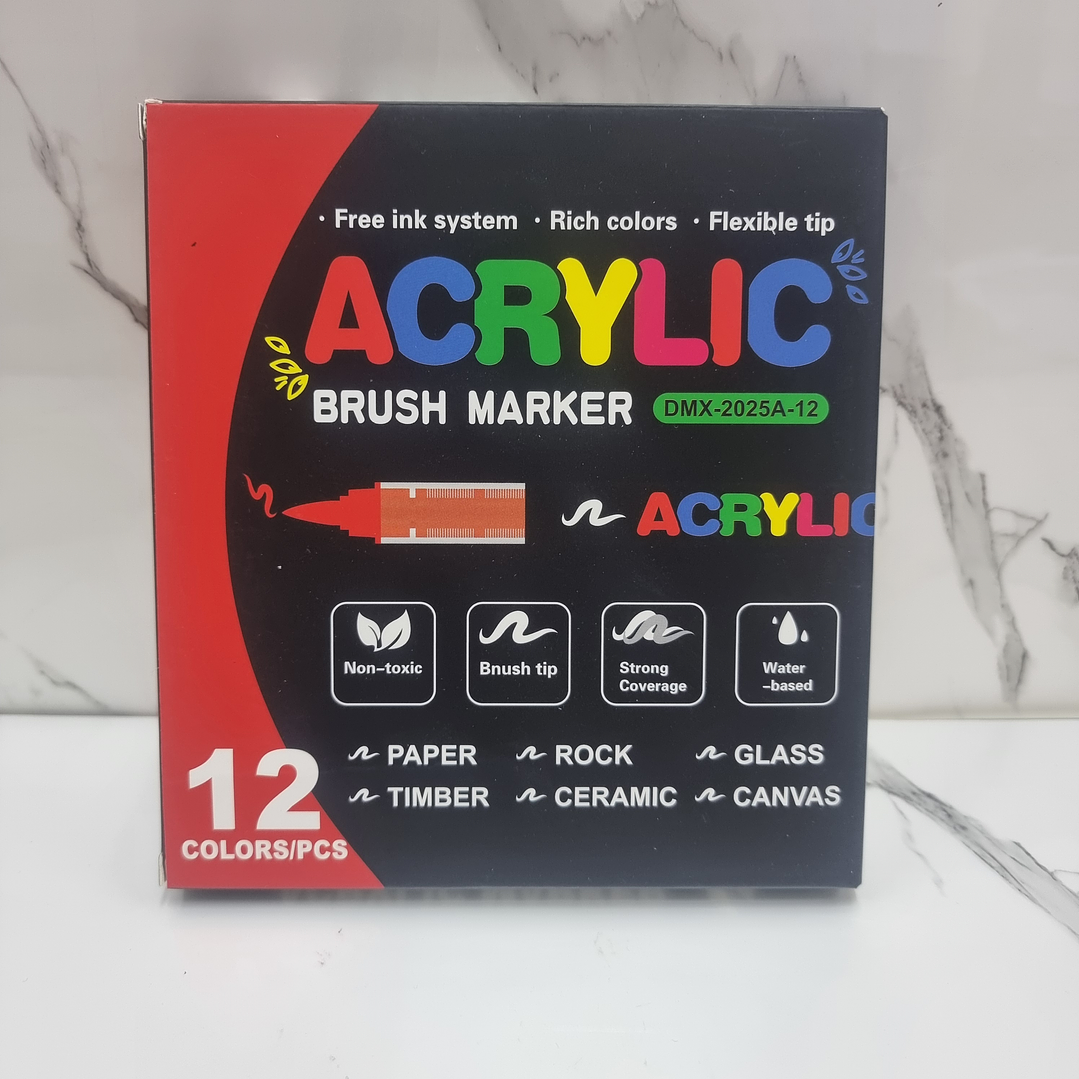 ACRYLIC BRUSH MARKER 12PCS 2