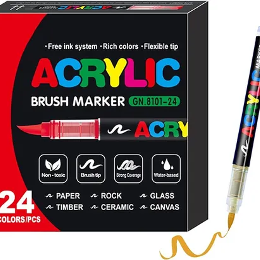 ACRYLIC BRUSH MARKER 24PCS 1