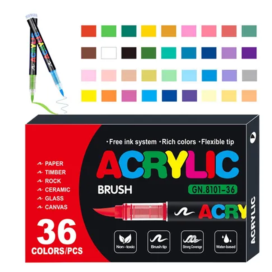 ACRYLIC BRUSH MARKER 36PCS 1