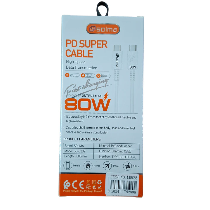 CABLE TIPO C NARANJA  2