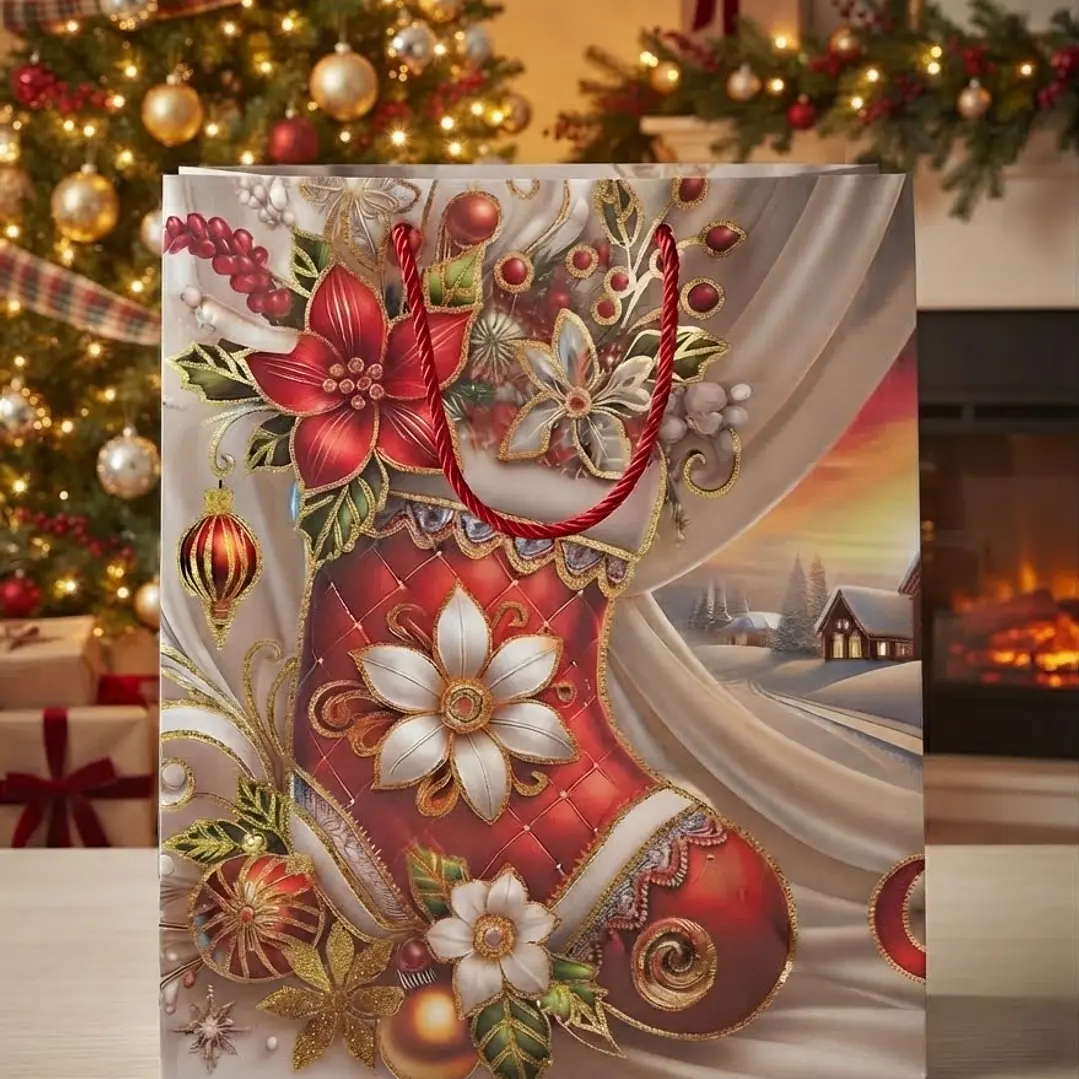 BOLSA NAVIDAD DORADA 40CM 1