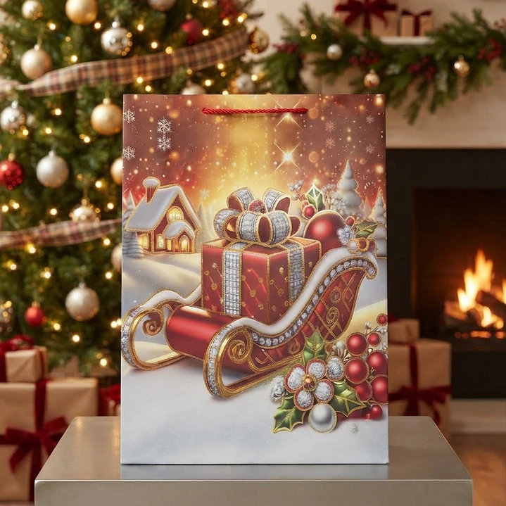 BOLSA NAVIDAD DORADA 40CM 2