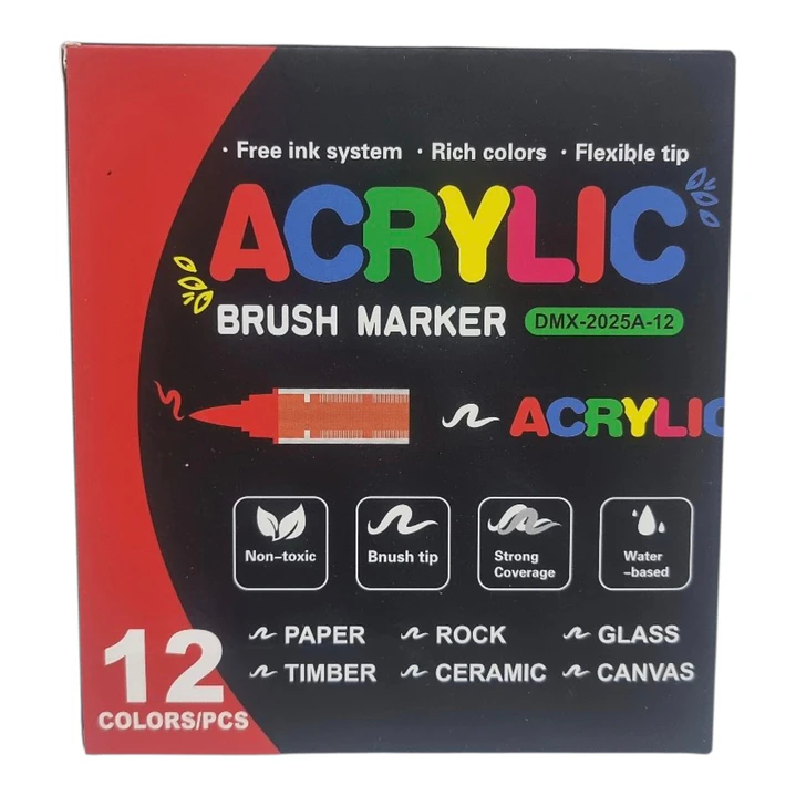 ACRYLIC BRUSH MARKER 12PCS 2