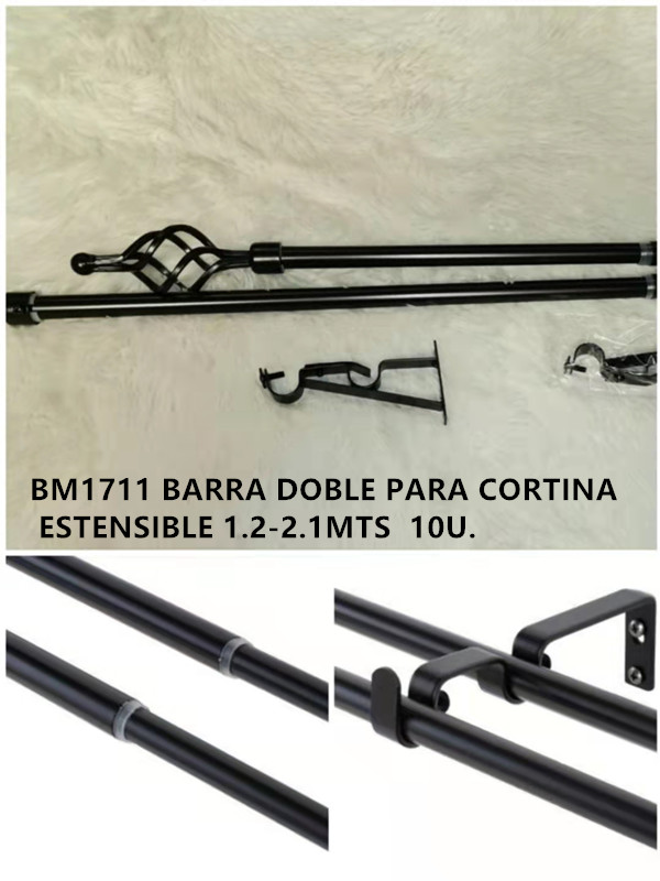 Set Barra de Cortinas Extensible 270 cm / Diseño B – Jovial – BUALE