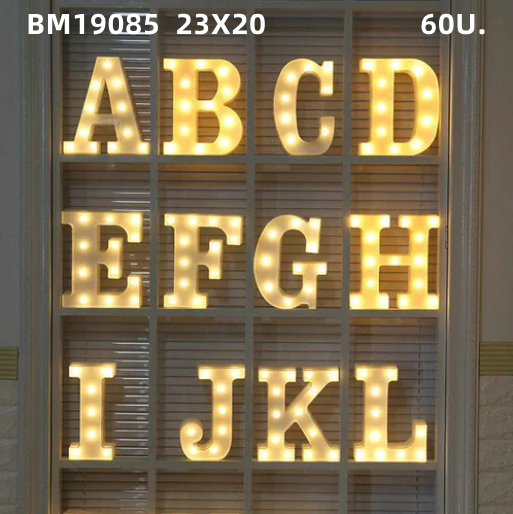 K   Letra Led 22 Cms Decorativa Abecedario Luz Calida / BM19085K