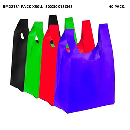 BM22181 PACK X50U BOLSA TNT DE CAMISETA 50X30X13CMS