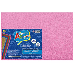 Goma eva glitter pliego 45x60 rosado jm-m10