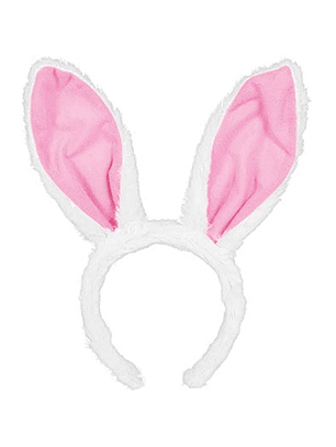 Cintillo conejo blanco/rosado feco