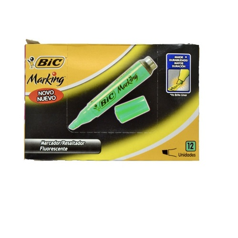 Pack 12 destacador marking verde bic -m1