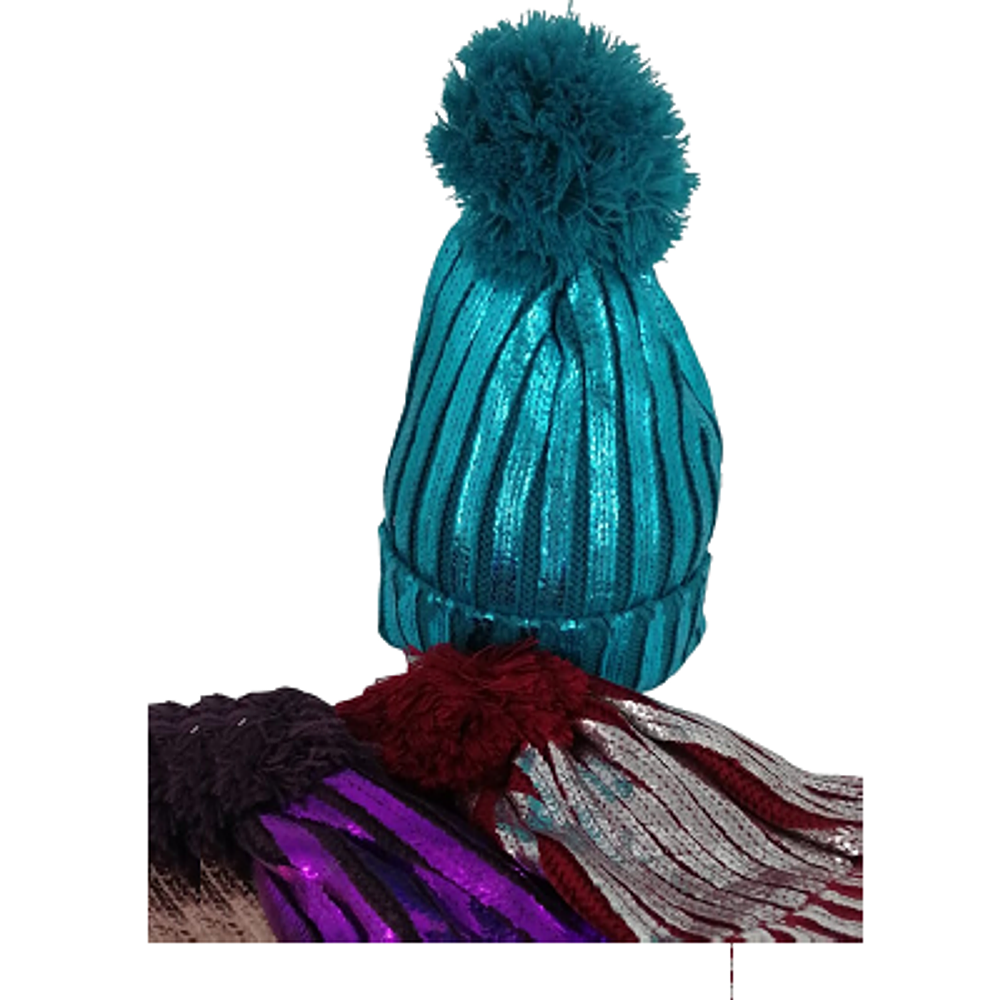 Gorro lana metalizado pompom-m6